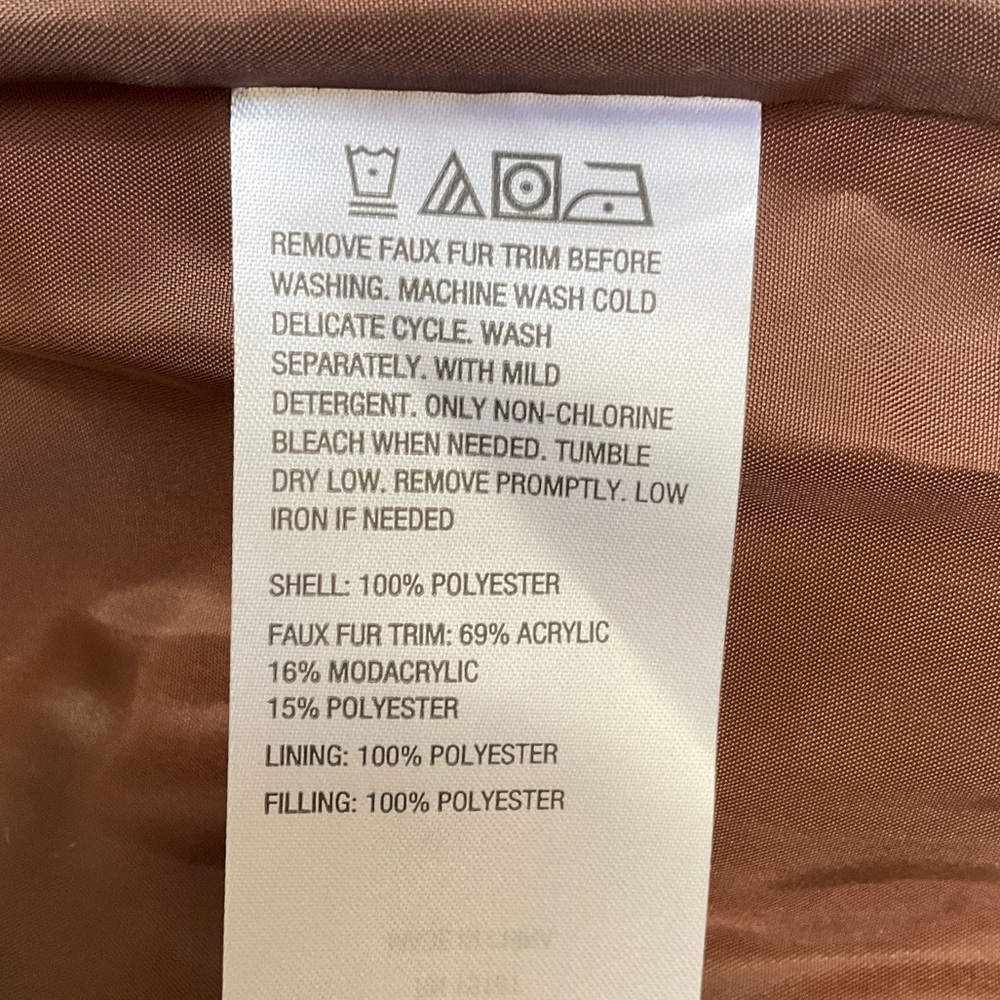 Susan Graver Brown Puffer Coat with Faux Fur Trim 2XL - Picture 11 of 12